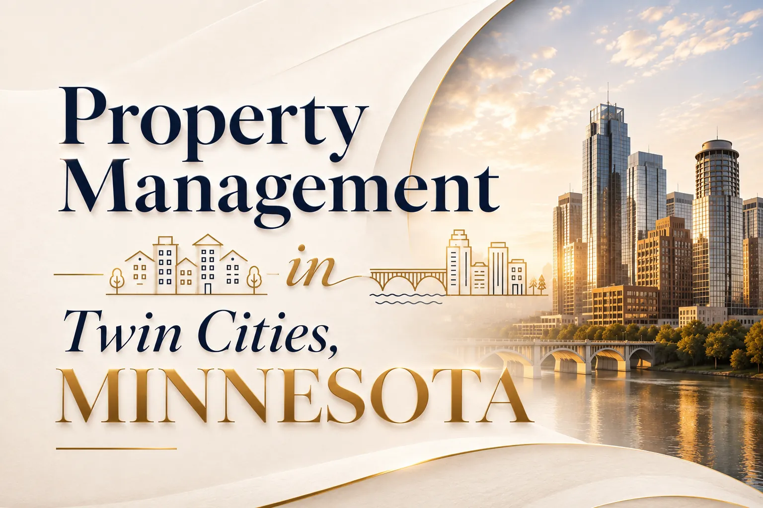 Property Management in Twin Cities, Minnesota — Minneapolis skyline along the Mississippi River at sunset